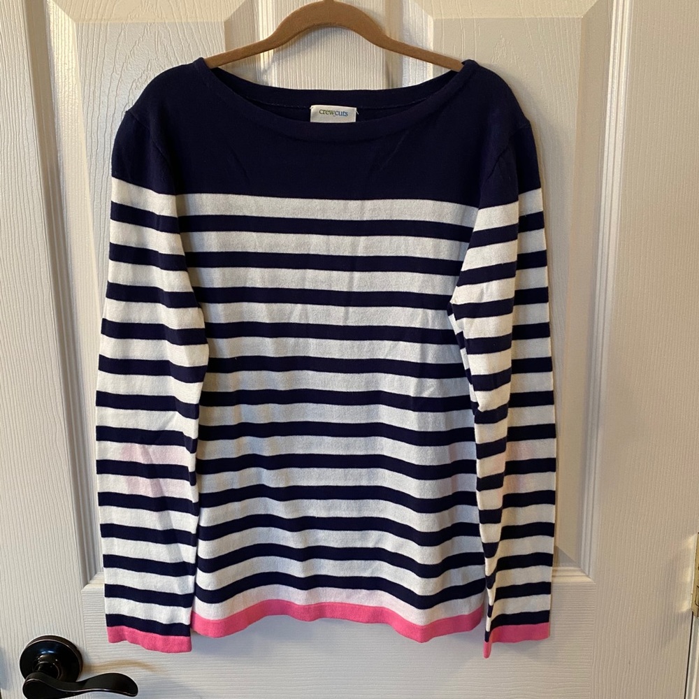 Crewcuts Heart Blue & White Striped Sweater!💕